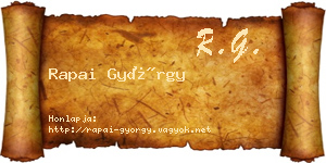 Rapai György névjegykártya